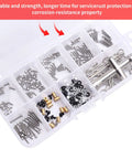 All In One RC Screw Kit 273 Piece Repair Tool Set For Axial SCX24 1 24 Crawler with hex screws, pivot balls, and clips in box