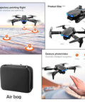1080P Dual HD Camera FPV Quadcopter For Adults And Beginners showing trajectory pointing flight, product size, and gesture photo feature.