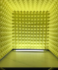Clean Up Your Desk Setup With This Portable Soundproof Cubicle Wall Featuring Dense Acoustic Foam Panels To Eliminate Room Echoes And Background Hiss For Straight Fire Vocals And Podcast Tracks Anywhere interior view of yellow acoustic foam paneling with flat surface