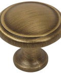 10 Pack Brushed Antique Brass Cabinet Hardware Round Knobs, 1-1/8 Inch Diameter, 1 Inch Projection, Includes 1 Inch Mounting Screws