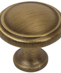 Brushed Antique Brass Cabinet Hardware Round Knob 1-1/8 Inch Diameter 25 Pack Go-To Upgrade For Kitchen Cabinets And Furniture