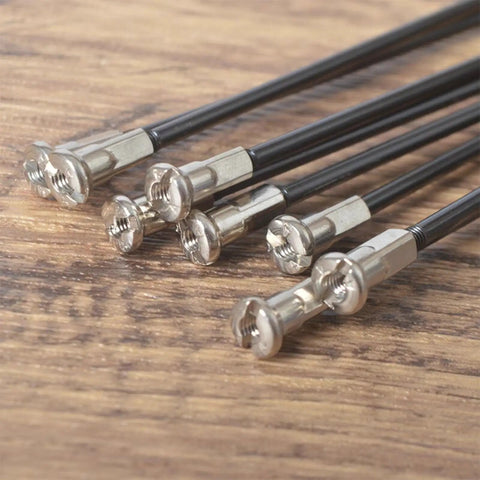 Heavy Duty Bicycle Spokes Set For Electric Bikes And Tricycles, Black Carbon Steel Spokes, 76mm To 280mm Length, Nipples Included