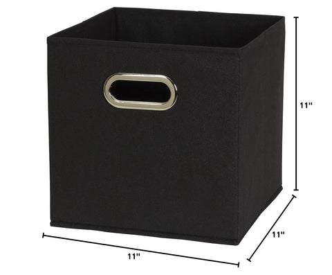 Six Piece Set Foldable Fabric Storage Bins Featuring Rock Solid Chipboard Panels And Grommet Handles Stackable Closet Organizer Game Changer For Small Spaces And College Dorms Black