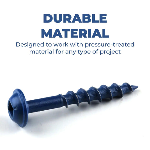Blue-Kote Pocket-Hole Screws For Outdoor DIY Projects 1-1/4 Inch Coarse Thread Maxi-Loc Flat Bottom Head Weather Resistant 100 Count