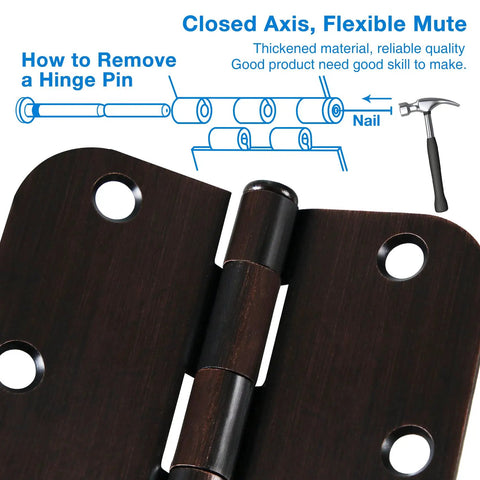 18 Pack Oil Rubbed Bronze Door Hinges Three And A Half Inch Detail of hinge pin removal instructions