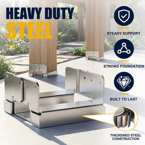 Heavy Duty 4x4 Post Base for Concrete Foundations, Galvanized Steel Outdoor Bracket Set of 6; installed on concrete deck posts