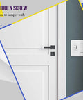 2-Gang Screwless Decorator Wall Plate Outlet Cover, glossy white finish on gray wall next to white door