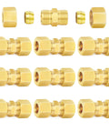 Brass compression tube fitting 1/4 inch union, 10 pack, durable and corrosion-resistant connectors for plumbing and DIY projects.