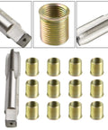 Engine Thread Restorer Kit M14x1.25 With 12 Galvanized Stainless Inserts And High Speed Steel Tap For Stripped Spark Holes In Modular Engines Quick Fix To Save Head Replacement, tap and inserts
