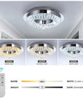 Lit Crystal Ceiling Light Chandelier 16 Inch Flush Mount Dimmable 3 Color Change Modes 16W 32W Max Timmer Modern K9 Crystal