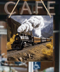 Locomotive Train Acrylic Hanging Ornament For Window And Wall Decor 8x8 Inch Modern Home Accent with scenic train image