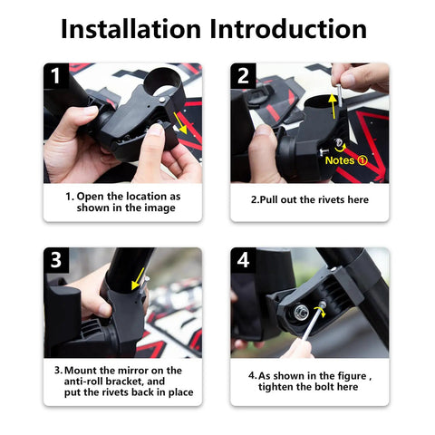Installation guide for Auto Reset UTV Side Mirrors For 1.5 To 2.0 Inch Roll Cages