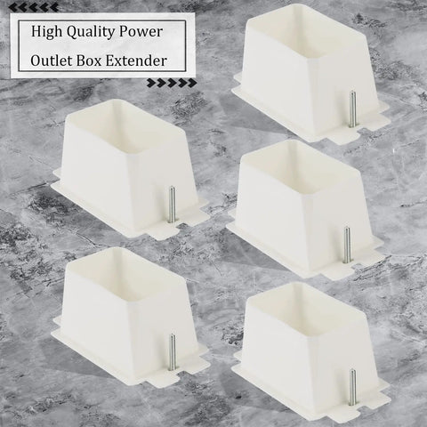 Five Pack 1 Gang Electrical Outlet Box Extenders With Ten Screws White High Temperature PA Material For Fire Resistant Easy Install Converts Standard Boxes To Add Extra Outlet Space Power Outlet Accessories, displayed