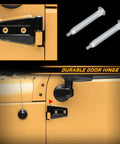 Door Hinge Pin Repair Kit For 2007 2018 Jeep Wrangler Pack Of Four Durable zinc plated steel pins shown with hinge installation
