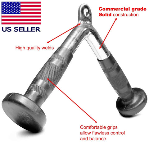 Tricep Press Push Down Bar V Handle Close Grip Cable Attachment For Gym Gains Workouts, Pro Tricep V Bar With Rubber Hand Grips