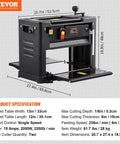 Heavy Duty Benchtop Wood Planer With A 13 Inch Worktable And 15 Amp Motor For Cutting Through Hardwood And Softwood Stock.