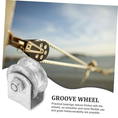 Heavy-duty cast iron sliding gate pulley with V groove wheel for smooth operation and minimal vibration in gates and doors.