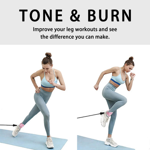 Badass Leg Straps For Cable Machines And Home Gym Hustle, Dual Pack Heavy Duty Double D Ring Cuffs With Thick Neoprene Padding in use during leg exercises.