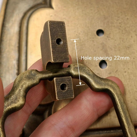 Solid Copper Cabinet Handle Square Pull For Wardrobe And Doors, Heavyweight Antique Bronze Hardware, hole spacing 22mm