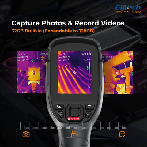 Pro Grade Thermal Imaging Camera With 256 By 192 IR Resolution Handheld Infrared Imager For Home Pros And HVAC Real Time Video 40mK Sensitivity 25 Hz Refresh Rate Thermal Leak Detector From Minus Four To 752 Degrees Fahrenheit displaying thermal images on screen