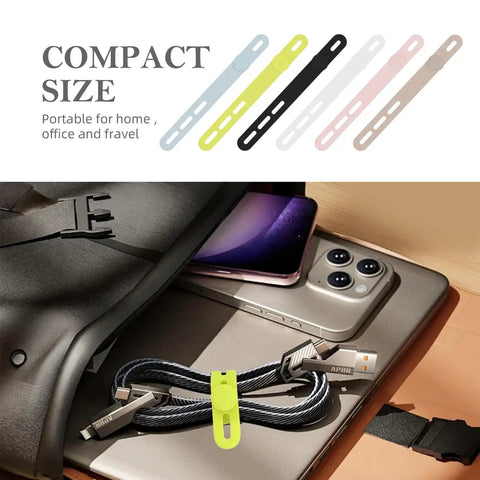 Silicone Cable Ties Set, 30 Pcs Reusable Washable Cable Management Straps With Adjustable Lock Buckles, cord organizer in use