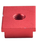 Close-up of red aluminum T-slot nut for Beefy Aluminum T Track Slider And T Slot Nut Set For Woodworking Tables And Saws Fits M6 And M8 Slots