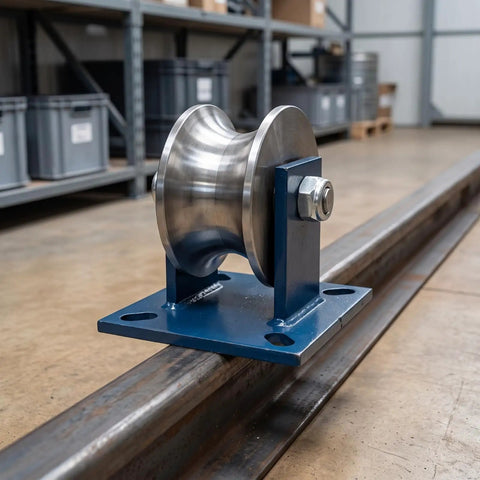 Rock Solid Sliding Gate Wheel With Fifty Millimeter U Groove Roller giving slick gliding action on a metal track.