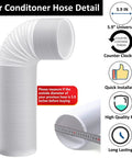 Anti Clockwise Thread Portable AC Exhaust Hose With 5.9 Inch Outer Diameter, 80 Inch Extendable Length, Flexible Vent Replacement Tube For Portable Air Conditioners, Compatible With LG Units