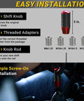 Hot Red Carbon Fiber Shift Knob With Weighted Feel And 4 Metal Threaded Adapters M8 M10x1.25 1.5 M12x1.25 installation steps