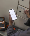 Heavy Duty Industrial Label Printer Hooks Up Smooth Via Bluetooth with phone and print label for a patch panel.