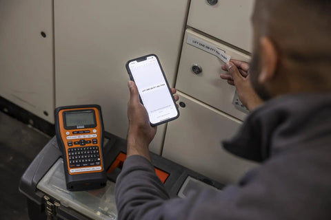 Heavy Duty Industrial Label Printer Hooks Up Smooth Via Bluetooth with phone and print label for a patch panel.