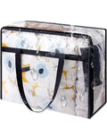 Super Roomy Clear Zippered Storage Bags With Heavy Duty Handles And Full Transparent Panels for organizing towels and blankets.
