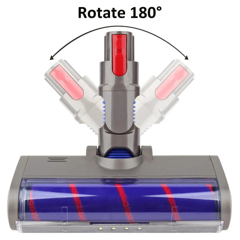 Dyson Quick Release Soft Roller Cleaner Head With LED Indicator Replacement for V7 V8 V10 V11 V15 showing 180° rotation