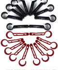 20 Pack Helmet Clips For Headlamp And Hard Hat Mounts Durable Plastic Headlamp Hooks Grab And Go Install Light Clips shown in red and black