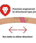 Close-up of EdgeCore Ceramic Sanding Belts 2 By 42 Inch 36 Grit showing bi-directional tape joint for metal grinding