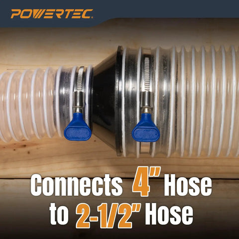 Rock Solid 4 Inch To Two Half Inch Hose Cone Reducer Pack For Dust Collection Systems Shop Vac Lines And Dryer Vents Hassle Free Step Down Adapters For Your Home Garage Grind connection of 4" hose to 2-1/2" hose with clamps.