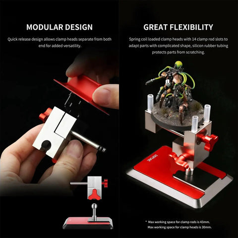Pro Grade Adjustable Clamp Vise Grip With 1.69 Inch To 1.18 Inch Jaw Width, 304 Stainless Steel Build, Ultra Precise, Tough As Nails, Corrosion Resistant, High Hardness, Heat And Impact Resistant, Cross Groove Head showing modular clamp heads and a model