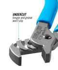 Close-up of 4.5 Inch Slip Joint Pliers With Straight Jaw Tongue And Groove Hardened Steel Construction PERMALOCK Fastener showing undercut groove.
