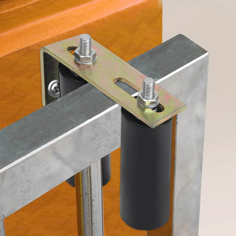 6 Inch Heavy Duty Beefed Up Sliding Gate Roller Kit With L Bracket Universal Adjustable Gate Rollers close-up view