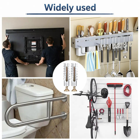 Heavy Duty Wall Anchors And Screws Kit For Concrete And Hollow Walls 100 Piece Go To Set with tools, kitchen rack, and bike storage