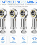 Heavy Duty PHSB4 Rod End Bearing One Quarter Inch Bore One Quarter Twenty Eight Right Hand Thread Chrome Plated Steel Build Rock Solid For Steering And Suspension Built To Take A Beating With Jam Nuts Included, featuring four ball joints in carbon steel.