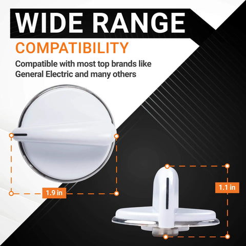 Unbreakable Control Knob With Metal Ring For GE Dryers And Washers Pack Of 2 Replaces WE01X20432 WH01X10307 WH01X10460 D Shaped Shaft 2 Inch Diameter Durable Dial Knob