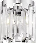 Two Light Chrome Chandelier With Modern Sleek Design For Living Room And Dining Area Ambient Ceiling Fixture, crystal detail
