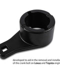 Crankshaft Damper Pulley Holding Tool With 2 Crank Bolts For Toyota And Lexus, black, compact design, close-up view