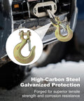 Heavy Duty One Quarter Inch Chain Hooks Set Four Clevis Slip Hooks With Safety Latch Grade 70 Forged Steel attached to vehicle