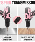 Dope Pink Cordless Drill Set For Gals Featuring Hella Lightweight Design And Butter Smooth Dual Speed Trigger With Easy Grab Handle For Nifty Home Diy Repair Jobs And Quick Fix Ups, showing dual speed settings.