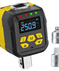Pro Grade Digital Torque Adapter Set With 1/2 Inch Drive And 1/4 And 3/8 Socket Adapters, ISO 6789 Certified Plus/Minus 2 Percent Accuracy, 12 to 250 ft-lb/17 to 340 Nm, High Visibility Color Display With Audible Alerts And Overtightening Protection. Digital torque adapter with 1/2-inch drive and chrome vanadium 1/4 and 3/8 adapters