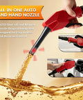 Cordless Fuel Transfer Pump 5 GPM With Auto Stop And Hand Nozzle showing gasoline flow and auto-shutoff feature
