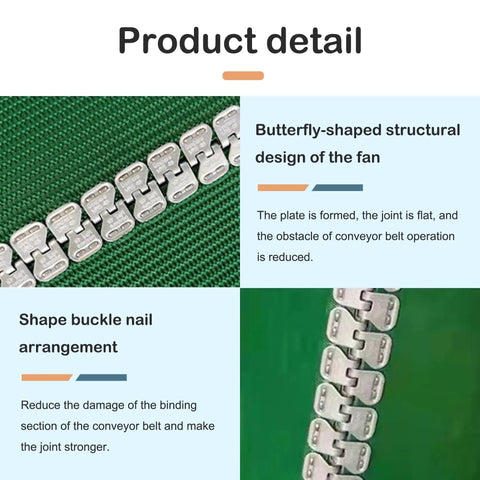 24 Inch Stainless Steel Butterfly Conveyor Belt Fastener With Four Connecting Pins Low Profile Lacing Splice details showing butterfly design.