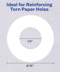 Self-Adhesive 3 Hole Reinforcement Labels For One Quarter Inch Holes White Non Printable Stickers Durable Poly Vinyl Paper